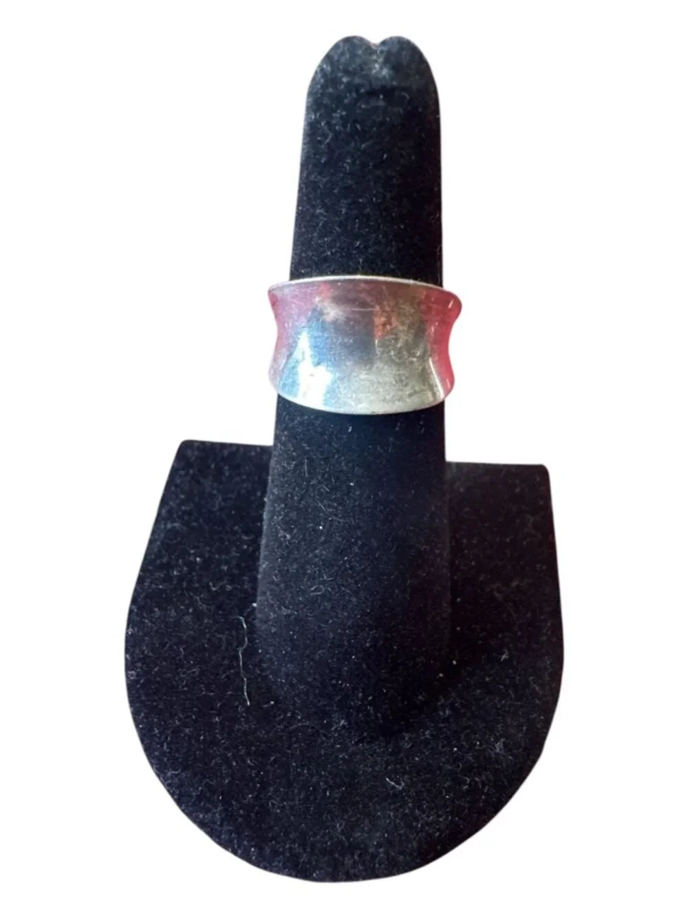 Vintage Sterling Silver Wide Band Ring Size 6 US Handmade Textured Design